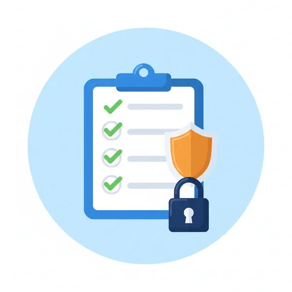 Illustration of a HIPAA compliance checklist with shield and lock