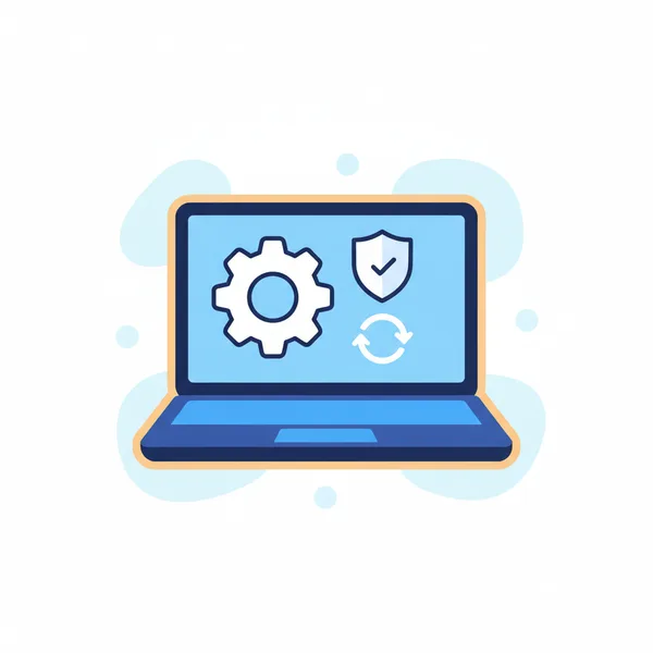 Illustration of a consistently configured and secured employee laptop